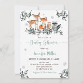 Winter Woodland Greenery Baby shower Kaart (Voorkant)
