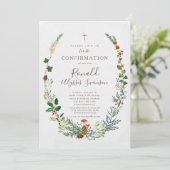 Winter Woodland Greenery Confirmation Kaart (Staand voorkant)