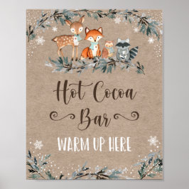 Winter Woodland Greenery Hot Cocoa Bar Sign Poster