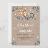 Winter Woodland Greenery Rustic Baby shower Kaart (Voorkant)