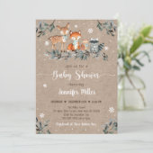 Winter Woodland Greenery Rustic Baby shower Kaart (Staand voorkant)