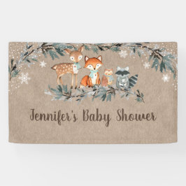 Winter Woodland Greenery Rustic Baby shower Spandoek