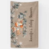 Winter Woodland Greenery Rustic Baby shower Spandoek (Verticaal)