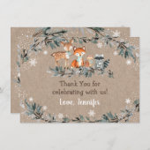 Winter Woodland groen Baby shower dank u Bedankkaart (Voorkant / Achterkant)