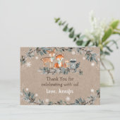 Winter Woodland groen Baby shower dank u Bedankkaart (Staand voorkant)