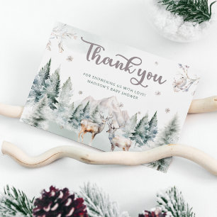 Winter Woodland Herten Baby shower Dank u kaart
