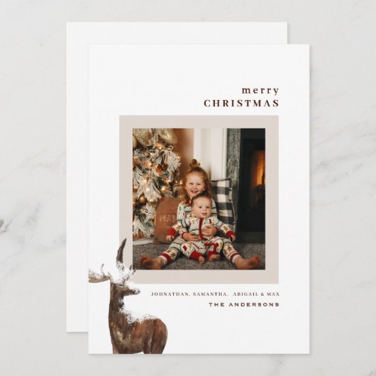 Winter Woodland Herten Foto Kerstmis (Voorkant / Achterkant)