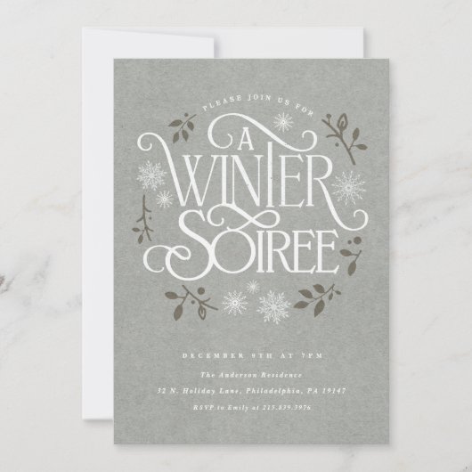 Winter Woodland Holiday Soiree Invitation Kaart (Voorkant)