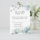 Winter Woodland Holiday Wedding RSVP Kaart (Staand voorkant)