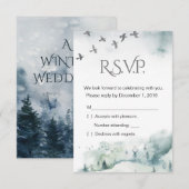 Winter Woodland Holiday Wedding RSVP Kaart (Voorkant / Achterkant)