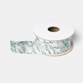 Winter Woodland Icy Snow Storm Grosgrain Lint