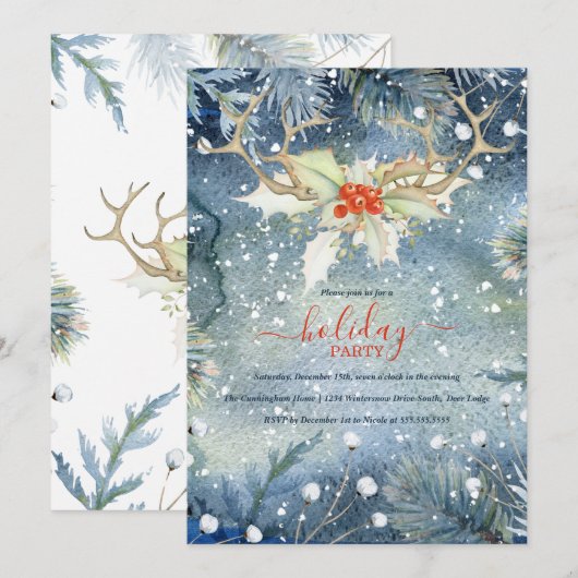 Winter Woodland Kerstfeestdag Kaart (Voorkant / Achterkant)