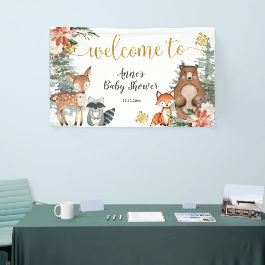 Winter Woodland KerstFloral Baby shower Spandoek (Beurs)