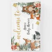 Winter Woodland KerstFloral Baby shower Spandoek (Verticaal)