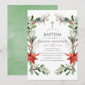 Winter Woodland Kerstmis Baptism of Christening Kaart (Voorkant / Achterkant)