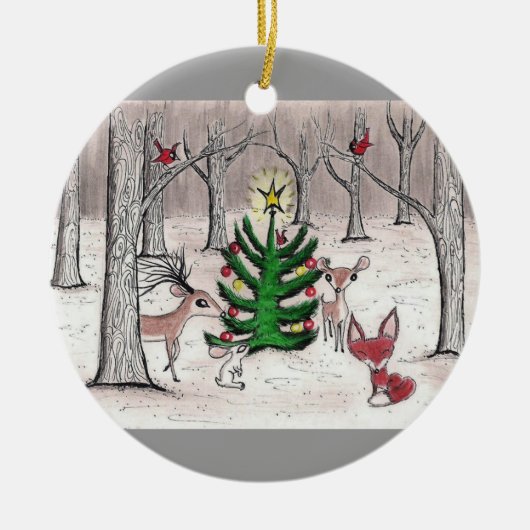 Winter Woodland Kerstmis - Ornament (Voorkant)
