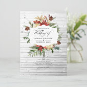 Winter Woodland Kerstmis Rustic Weddenfoto Kaart (Staand voorkant)