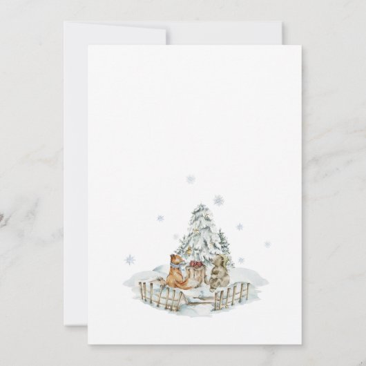 Winter Woodland Leuke Dieren Baby shower Kaart (Achterkant)