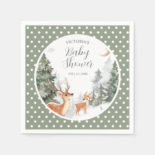 Winter Woodland Leuke Dieren Baby shower Servet (Voorkant)