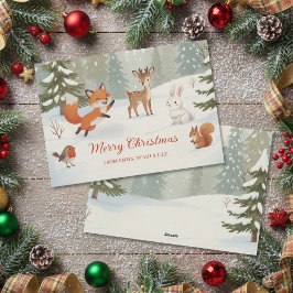 Winter Woodland Merry Christmas Forest Animals Feestdagenkaart