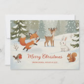 Winter Woodland Merry Christmas Forest Animals Feestdagenkaart (Voorkant)