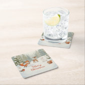 Winter Woodland Merry Christmas Forest Animals Kartonnen Onderzetters (Insitu)