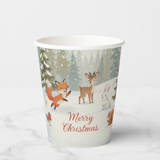 Winter Woodland Merry Christmas Forest Animals Papieren Bekers (Voorkant)