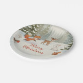 Winter Woodland Merry Christmas Forest Animals Papieren Bordje (Gekanteld)