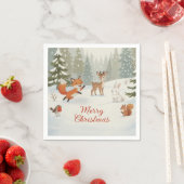 Winter Woodland Merry Christmas Forest Animals Servet (Insitu)