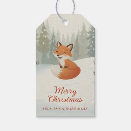 Winter Woodland Merry Christmas Forest Fox Cadeaulabel