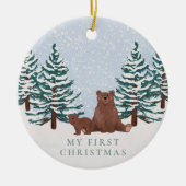 Winter Woodland Mijn eerste kerstfoto Keepsake Keramisch Ornament (Voorkant)