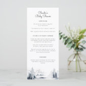 Winter Woodland Modern Script Baby shower Menu (Staand voorkant)