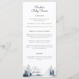 Winter Woodland Modern Script Baby shower Menu