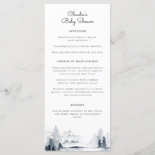 Winter Woodland Modern Script Baby shower Menu