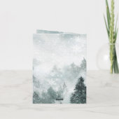 Winter Woodland Mountain Forest Great White Owl Feestdagen Kaart (Achterkant)