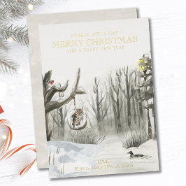 Winter Woodland Natuur Luxury Gold Folie Feestdagenkaart