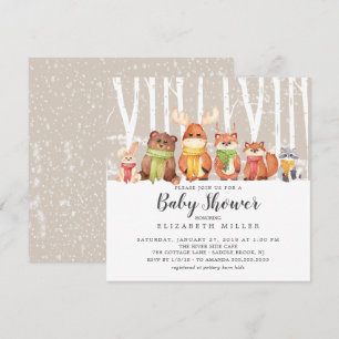 Winter Woodland Neutraal Baby shower Invitation Kaart