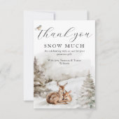 Winter Woodland Oh Herten Thema Baby Jongen Douche Bedankkaart (Voorkant)