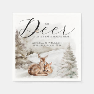 Winter Woodland Oh Herten Thema Baby Jongen Douche Servet