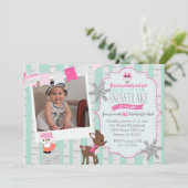 Winter Woodland Onderland Verjaardagsuitnodiging Kaart (Staand voorkant)