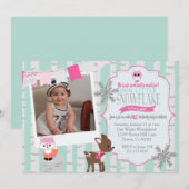 Winter Woodland Onderland Verjaardagsuitnodiging Kaart (Voorkant / Achterkant)