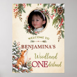 Winter Woodland ONEderland Foto Eerste Verjaardag Poster