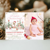 Winter Woodland Onederland Girl Birthday Photo Kaart