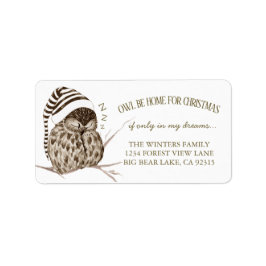 Winter Woodland Owl kerstretour Adres Etiket