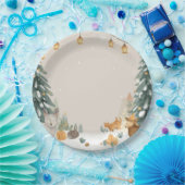 Winter Woodland Paper Plates – Snowy Pine Trees Papieren Bordje (Feest)