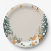 Winter Woodland Paper Plates – Snowy Pine Trees Papieren Bordje (Voorkant)