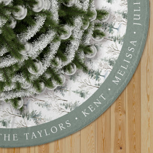 Winter Woodland Pine Tree Patroon Gepersonaliseerd Kerstboom Rok