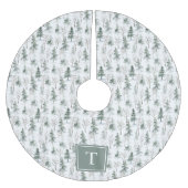 Winter Woodland Pine Tree Pattern Monogram Kerstboom Rok (Voorkant)