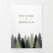 Winter Woodland Pine Trees Foto Bos Huwelijk Drieluik Uitnodiging (Cover)