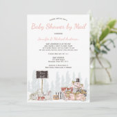 Winter Woodland Pink Bunny Baby shower per post Kaart (Staand voorkant)